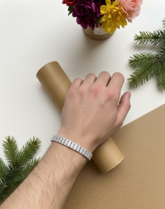 Stone Mens silver 925 Braclet