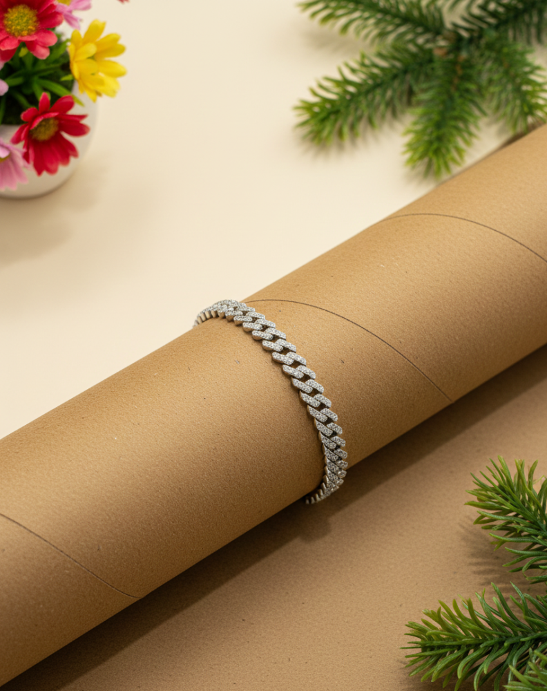 Stoned 925 Silver Mens Braclet